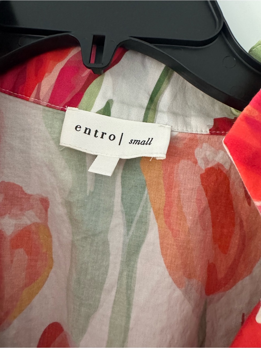 ENTRO 100% COTTON AMONG THE TULIPS IVORY & RED MULTI FLORAL COTTON MIDI DRESS S - Picture 6 of 9
